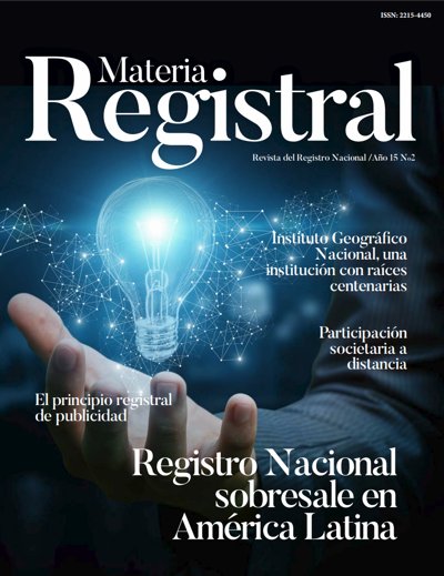 Portada de la revista Materia Registral, agosto de 2019